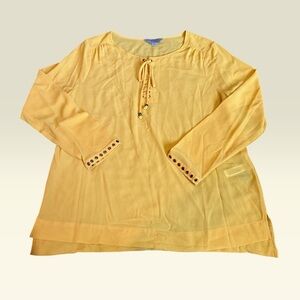 Ruff Hewn Mustard Yellow Blouse with Button Detail (XL)